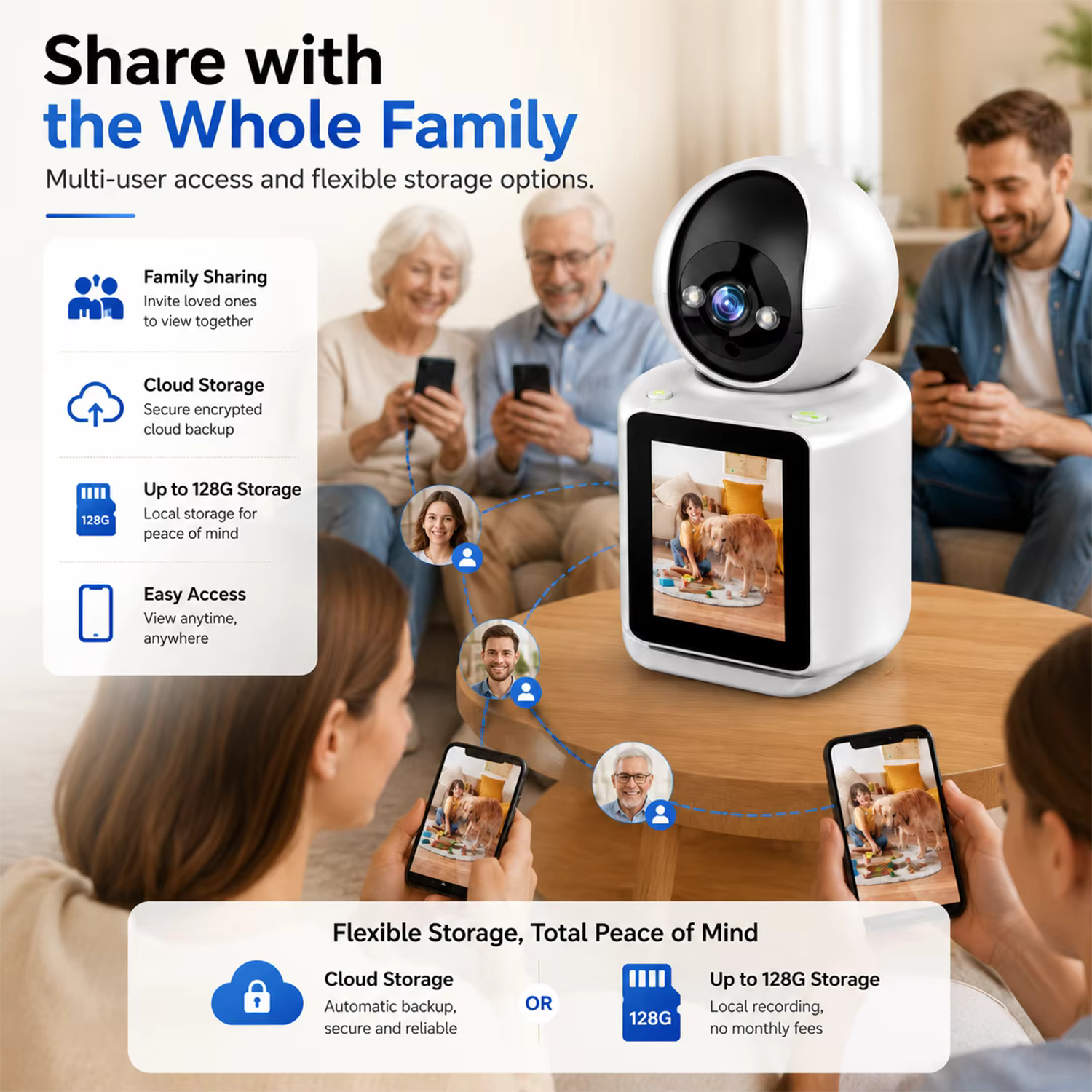 2MP Smart WiFi Indoor Camera with 2.8in Screen One Touch Video Call Auto Tracking Night Vision ICSEE Baby Elder Pet Home Monitor — image 5