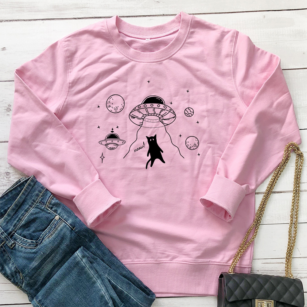 UFO alien spaceship cat print hoodie — image 7