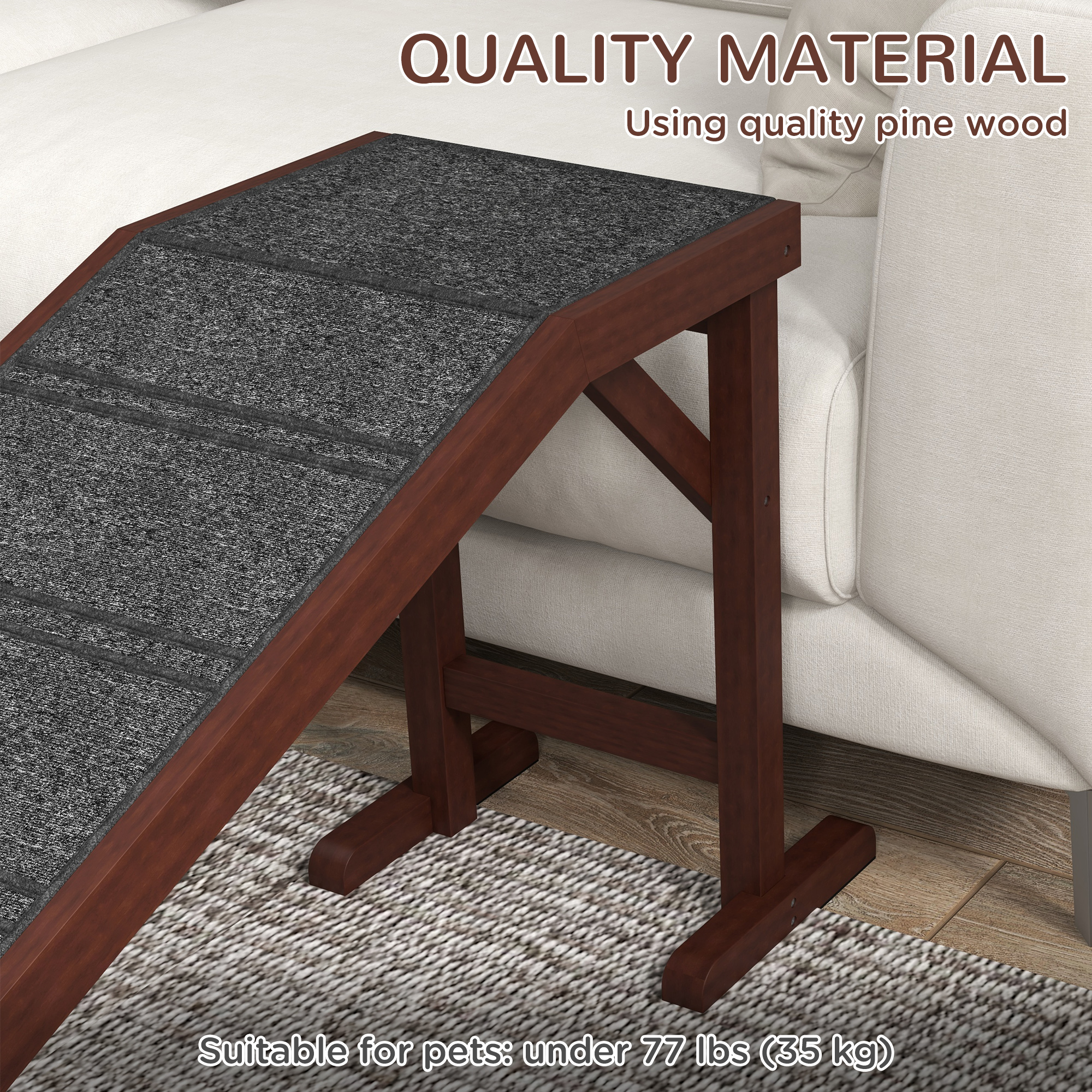 Pet Ramp For Dogs With Non-slip Carpet And Top Platform — image 7