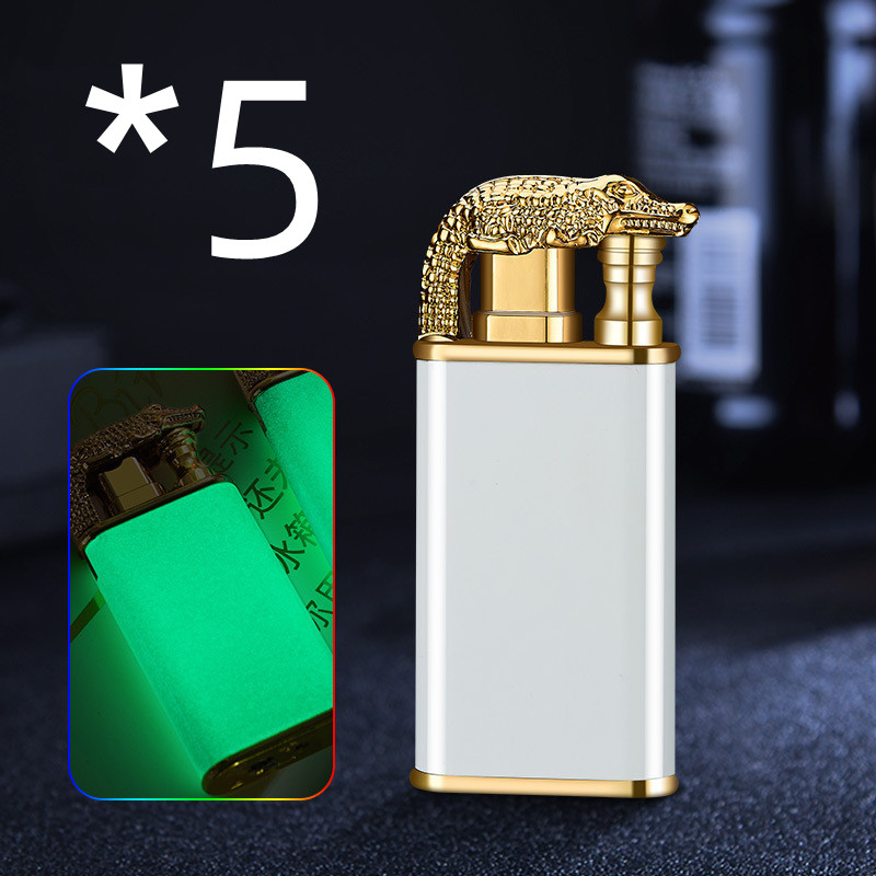 Creative Blue Flame Lighter Dolphin Dragon Tiger Double Fire Metal Winproof Lighter Inflatable Lighter — image 10