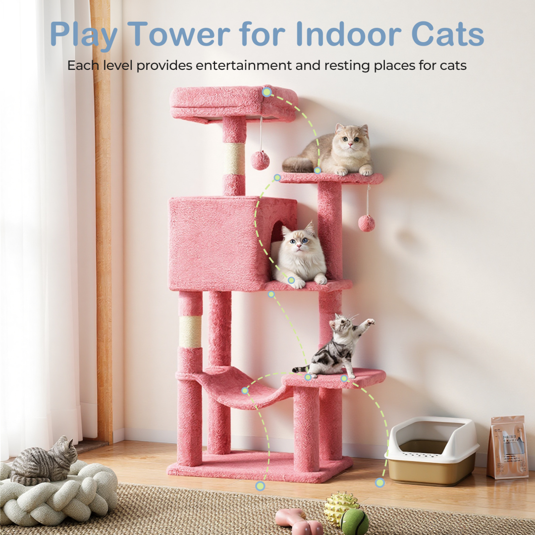 Torre para Gatos de Alto Rendimiento: Arbol Climático con Postes de Escarbar de Sisal Natural — imagen 20