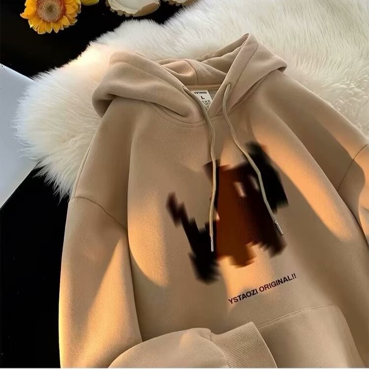Kitten Pattern Hooded Heavyweight Fleece-Lined Oversized Men's Sweatshirt — image 13