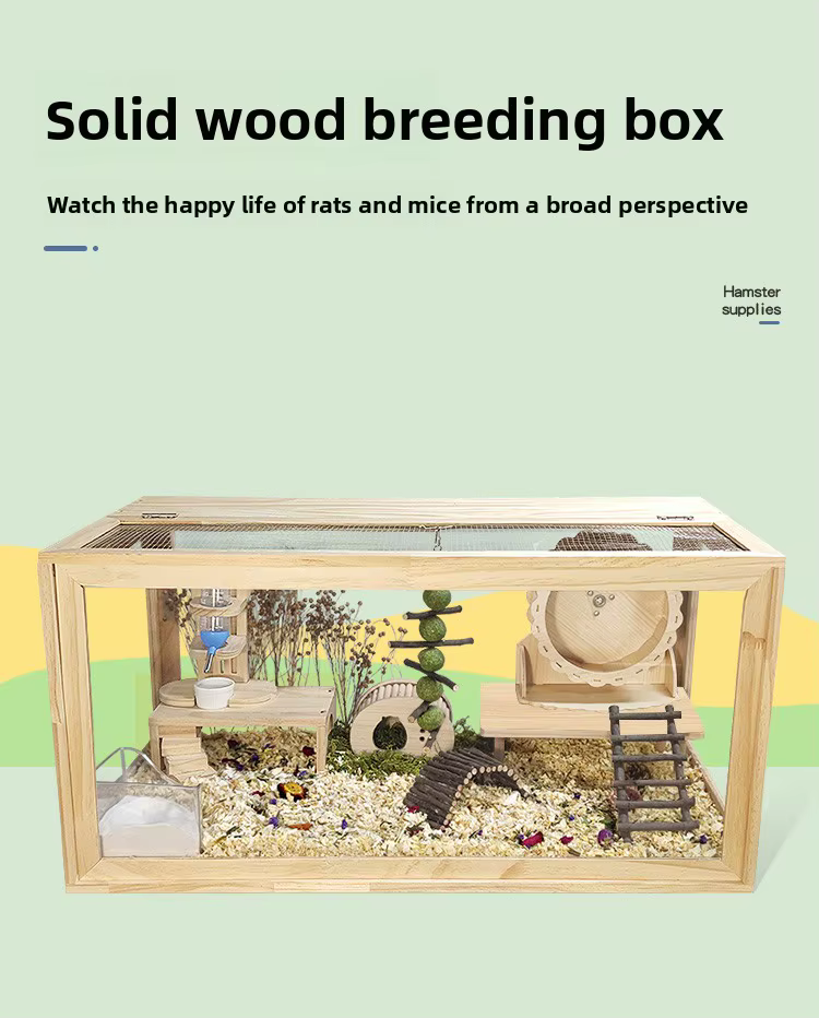 Caja de Jaula de Madera Ecológico para Hámsters con Área de Respiración, Adecuada para Hámsters Dorados, Erizos, Loros y Otros Pequeños Animales Domésticos — imagen 6