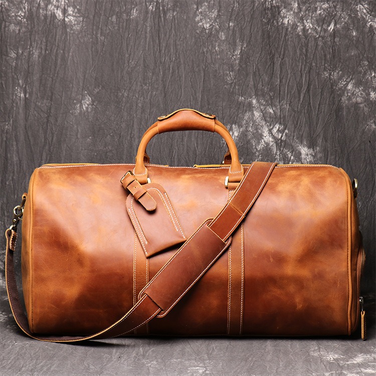 Mochila de cuero auténtico retro europeo y americano para hombre y mujer, bolso de viaje grande con hebilla cruzada, cuero de toro resistente a desgastes — imagen 2
