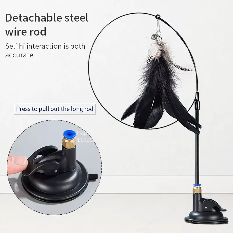 Púa de Goma para Tejer Gatos Juguetes Interactivos para Gatos Púa con Pluma y Campana — imagen 4