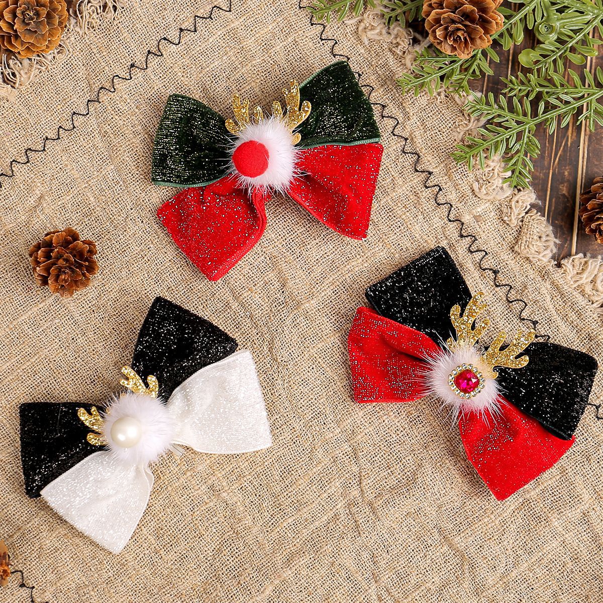 Cinta de Cabello con Cola de Venado Navideño - Adorno para Pájaros Exóticos — imagen 3