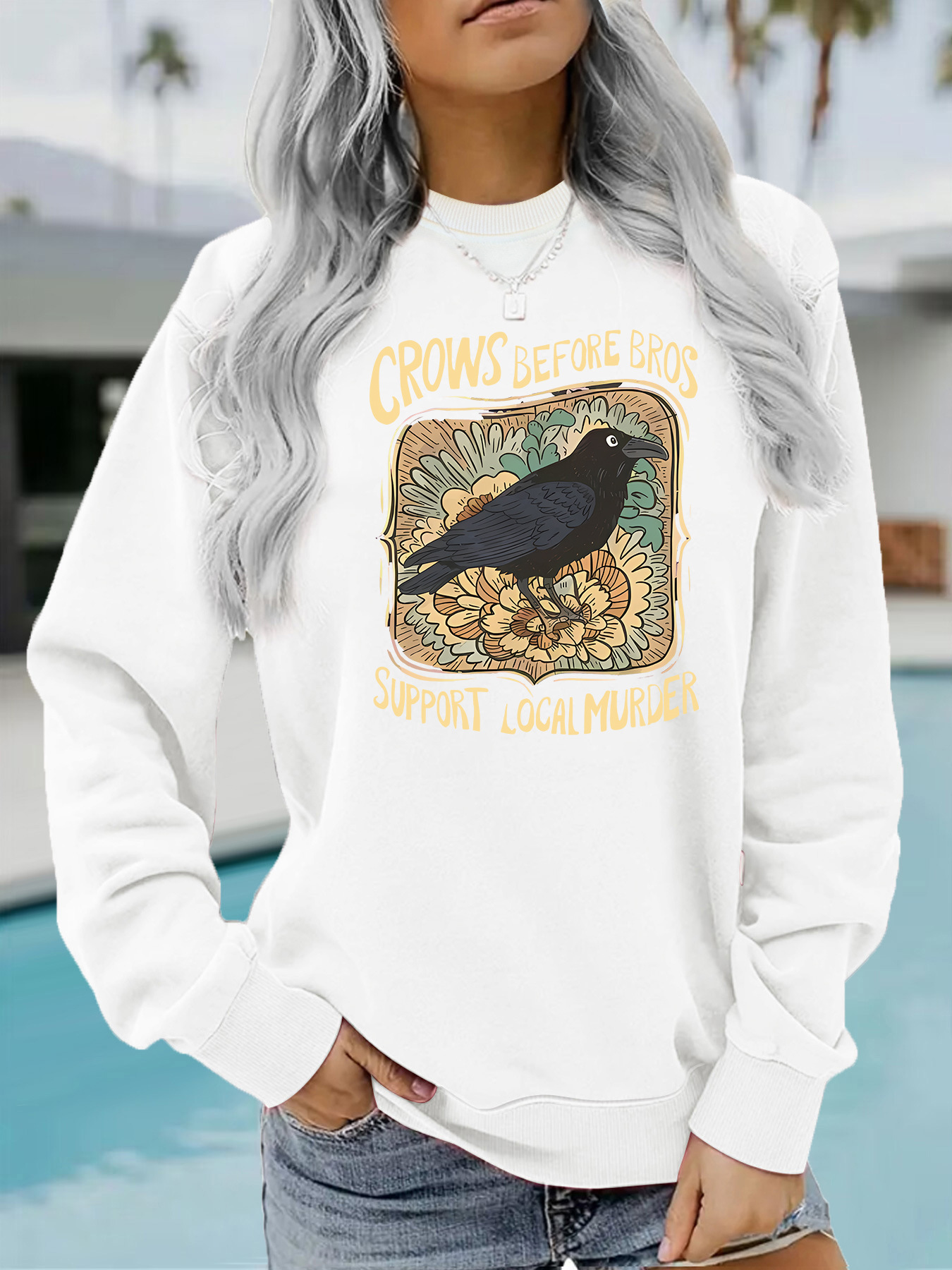 Letter crow print hoodie — image 7