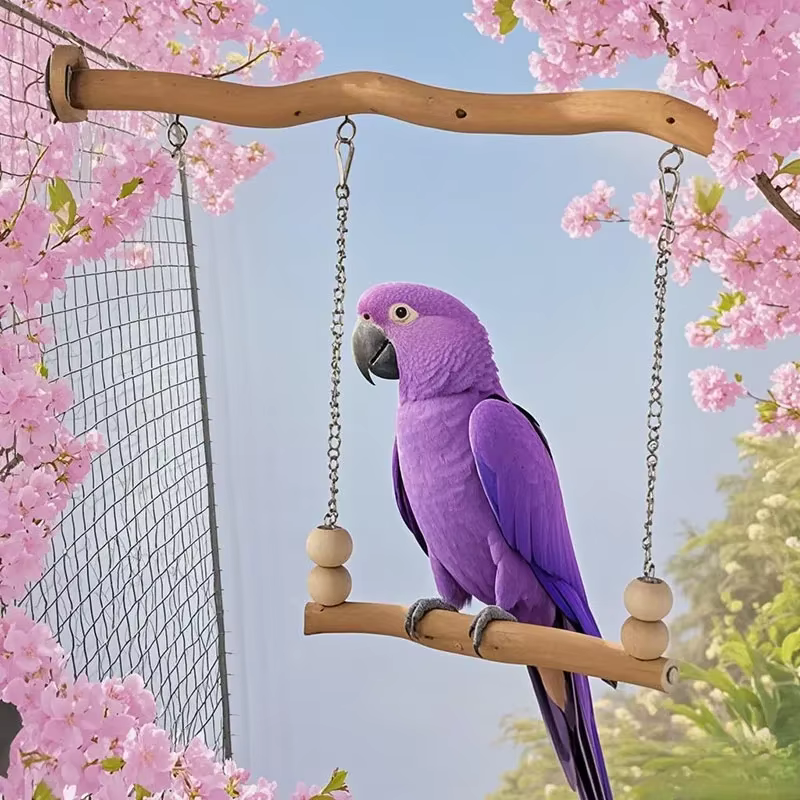 Natural Wood Pet Parrot Toy Bird Swing Exercise Climbing Standing Wooden Toys Pet Parrot Macaw Hammock Bird Toy — image 2