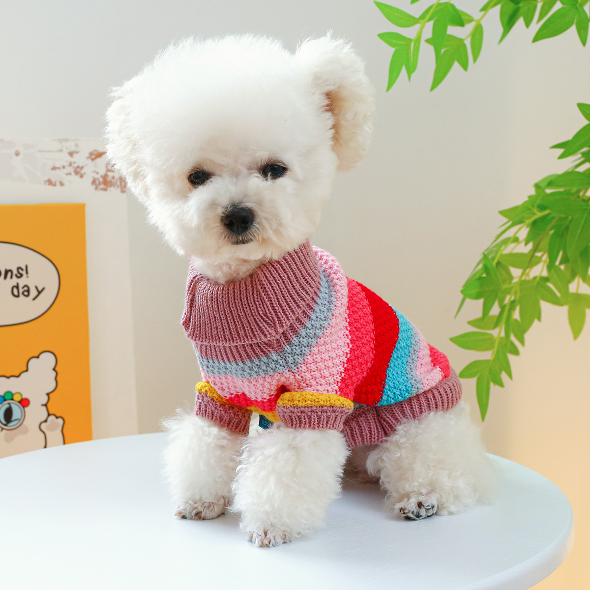 Sudadera cómoda de rayas coloridas para mascotas — imagen 3
