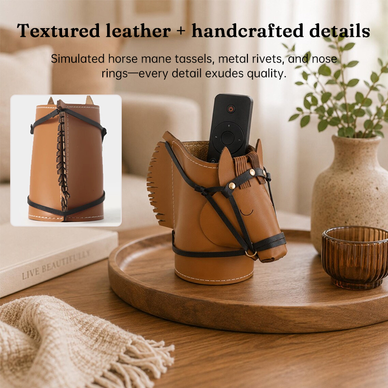 Leather Horse Head Storage Box, Makeup & Jewelry Organizer for Desk, Living Room & Study — image 8
