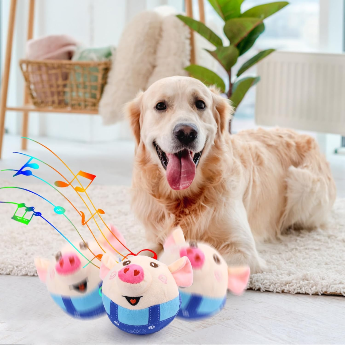 Interactive Dog Toys Pig, Jumping Squeaky Dog Toys With Recording And Music Modes, Rechargeable Moving Dog Chew Toys — image 3