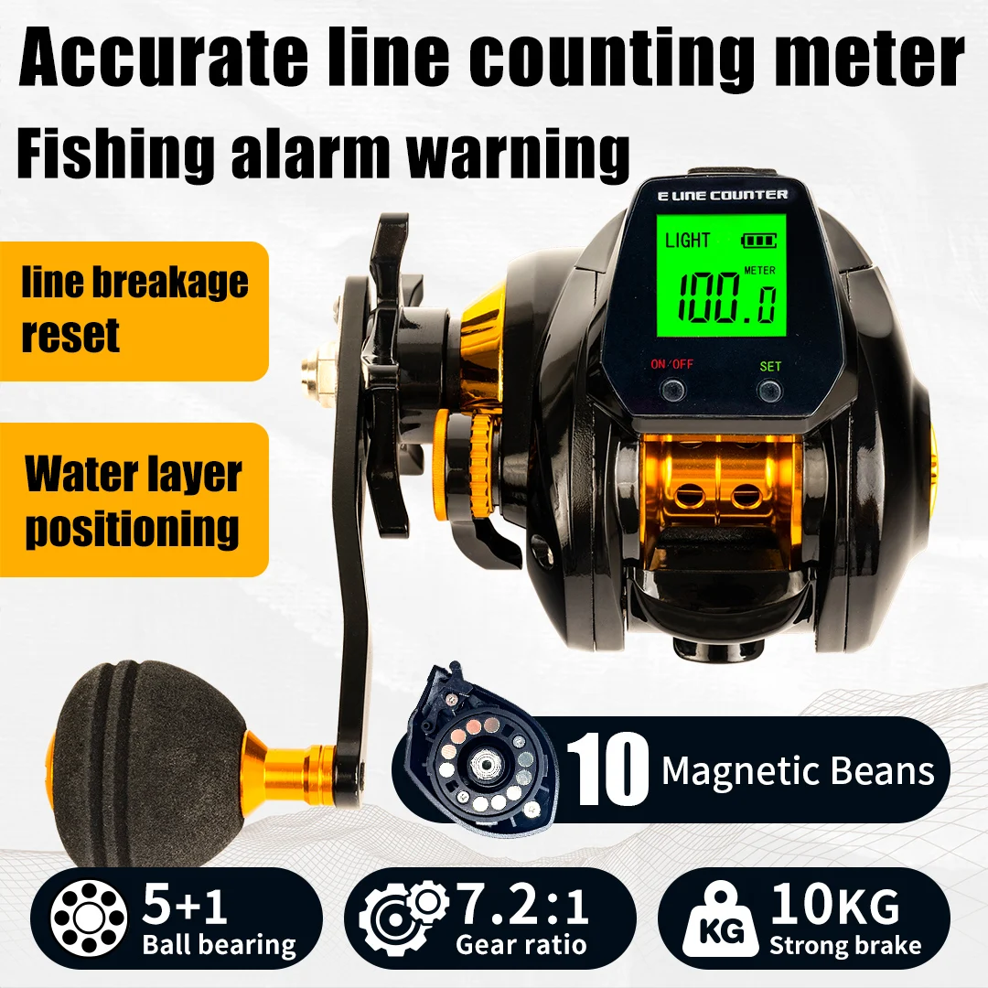 New Large-Screen Electronic Counting Fishing Reel, High-Speed 7.2:1, 10kg Salt Water and Fresh Water Waterproof Reel — image 1