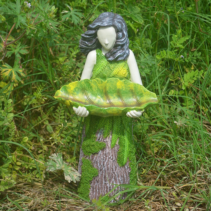 Pajarera de la Diosa Verde del Bosque - Decoración para Pájaros Exterior de Resina — imagen 4