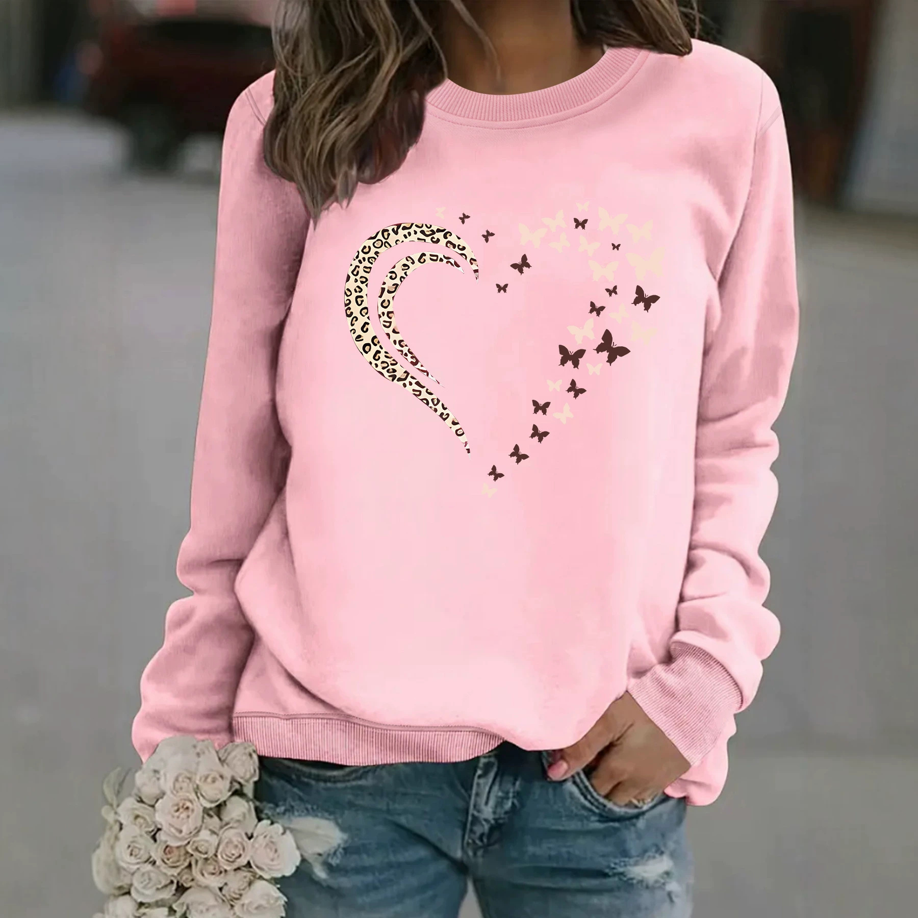 Butterfly print hoodie round neck hoodie — image 5