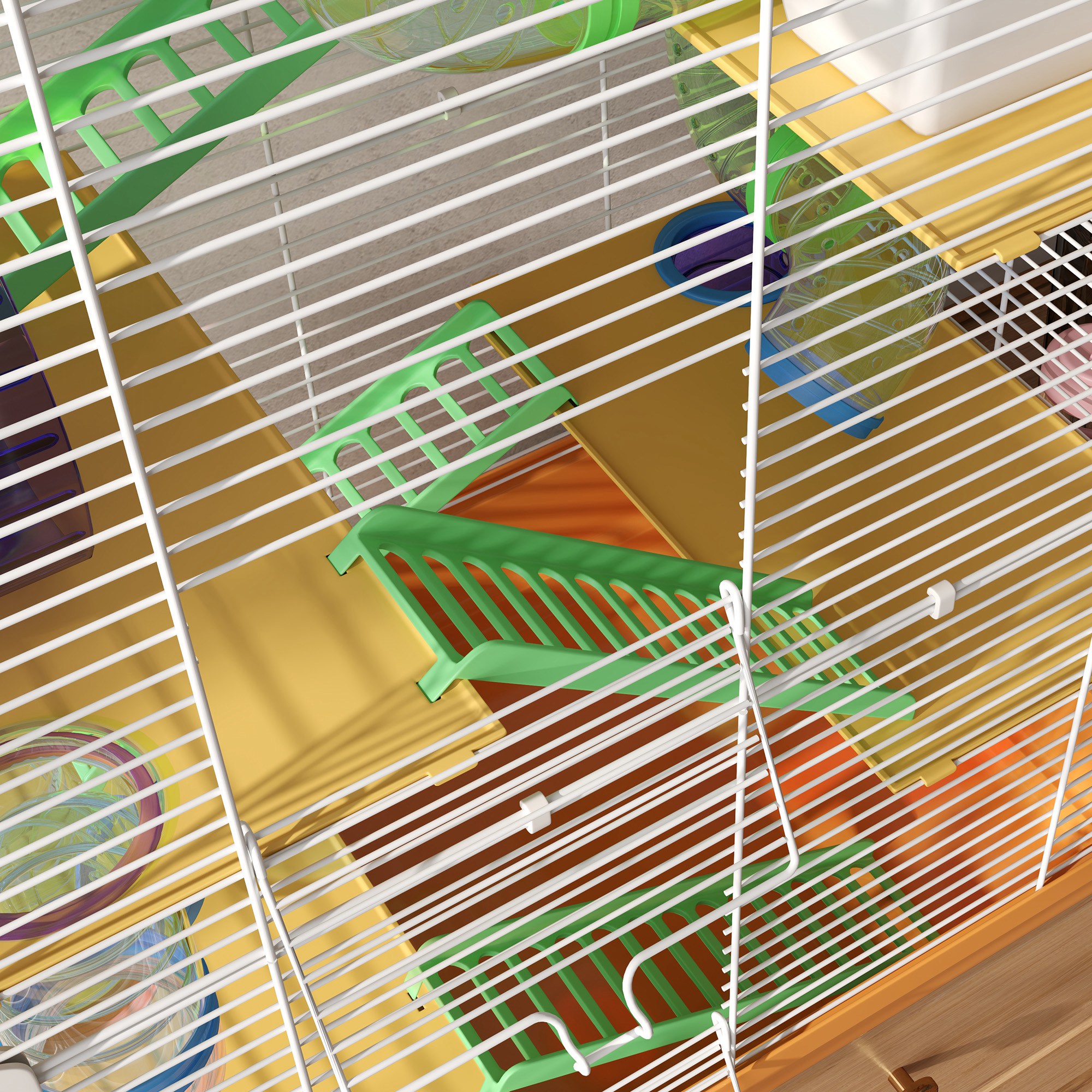 5 Tiers Hamster Cage Portable Animal Travel Carrier w/ Exercise Wheels Tube, Orange — imagen 6