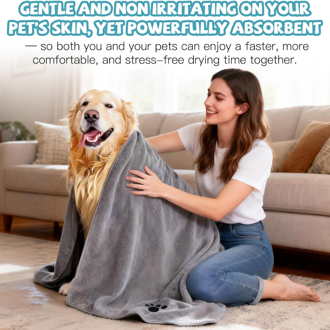 Paquete de 2 Toallas de Microfibra Para Secar Perros, Toallas Súper Absorbentes y Suaves Para Perros o Gatos — imagen 7