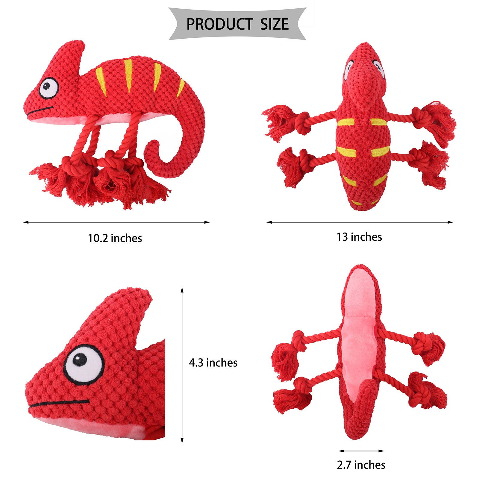 Medium to large-sized dog plush filled chameleon pull-out interactive and sturdy pet toy, vocalization dog toy — image 10
