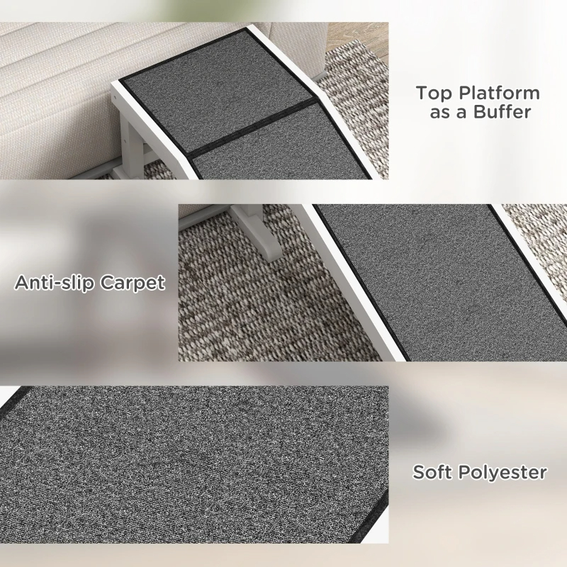 PawHut Pet Ramp For Dogs & Cats With Non-Slip Carpet, White — image 4