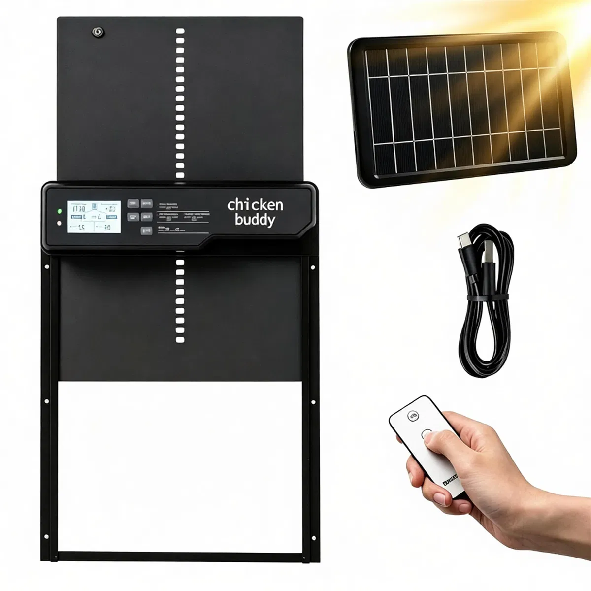 Solar Powered Automatic Chicken Coop Door with 4 Control Modes Light Sensor Timer Remote Manual, Anti-Pinch Weatherproof Aluminum Alloy Poultry Door Opener for Chickens Ducks Pigeons — image 10