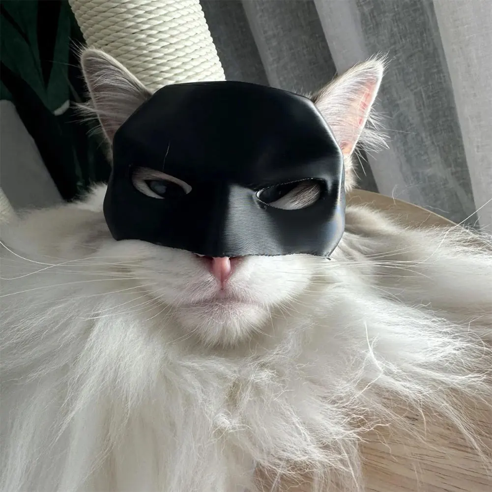 Bat Cat Avenger Mask Creative Black Cat Bat Mask Handmade Half Face Cat Mask Decorative Cat Mask for Halloween Cosplay — image 2