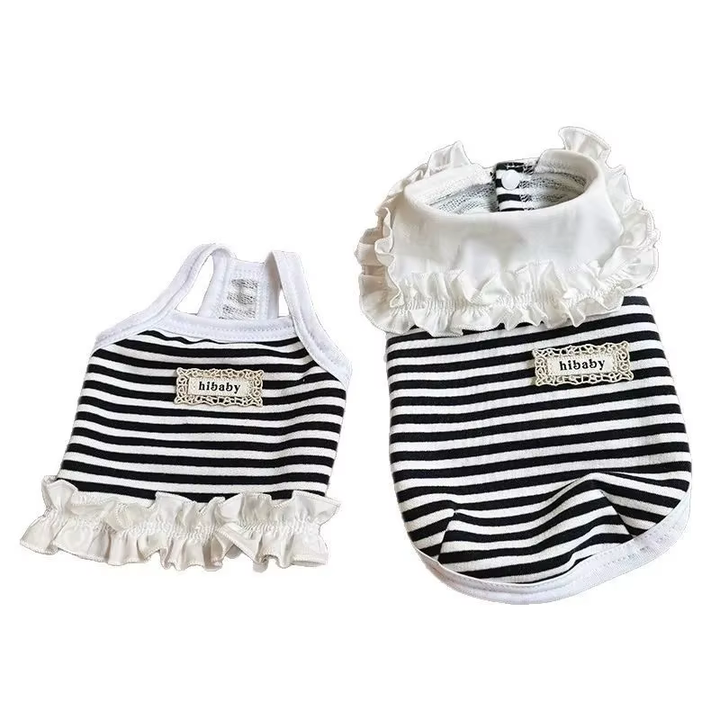 Ropa de Verano para Mascotas - Camiseta de Punto con Rayas para Perros y Gatos, Vestido de Tela para Caninos Calientes — imagen 5