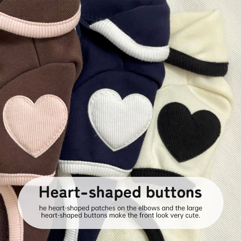 Ropa de mascotas, onesie suave, chaqueta para Bichón, ropa de invierno con corazón, vestidos de perro de dos patas con botones de snap — imagen 9