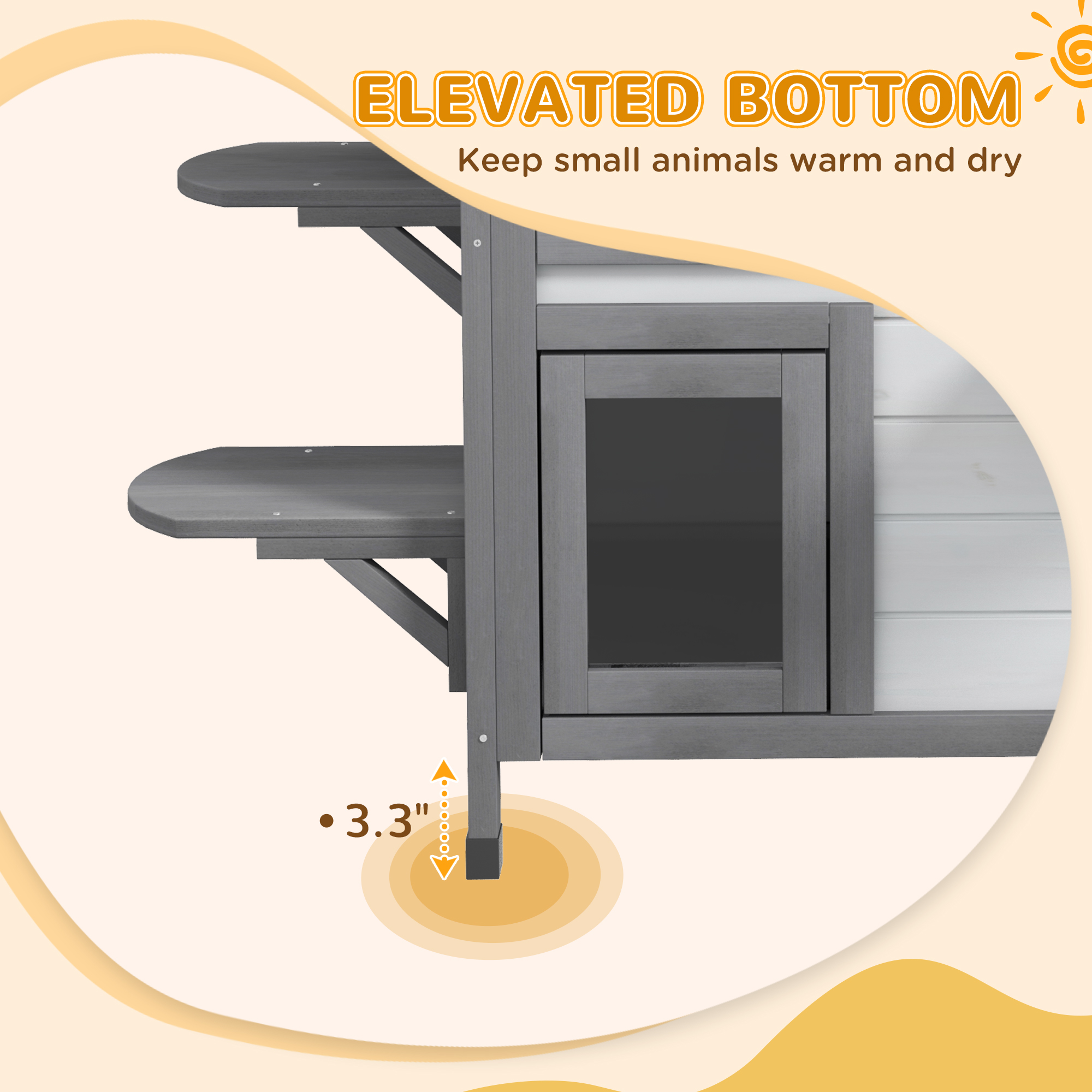 Wooden 2-Story Outdoor Cat House, Feral Cat Shelter Kitten Condo with Openable Asphalt Roof and 4 Platforms, White — image 4