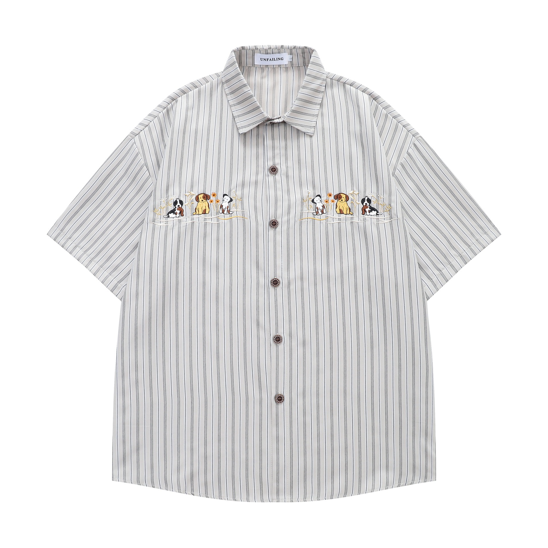 Striped dog embroidered T-shirt — image 2