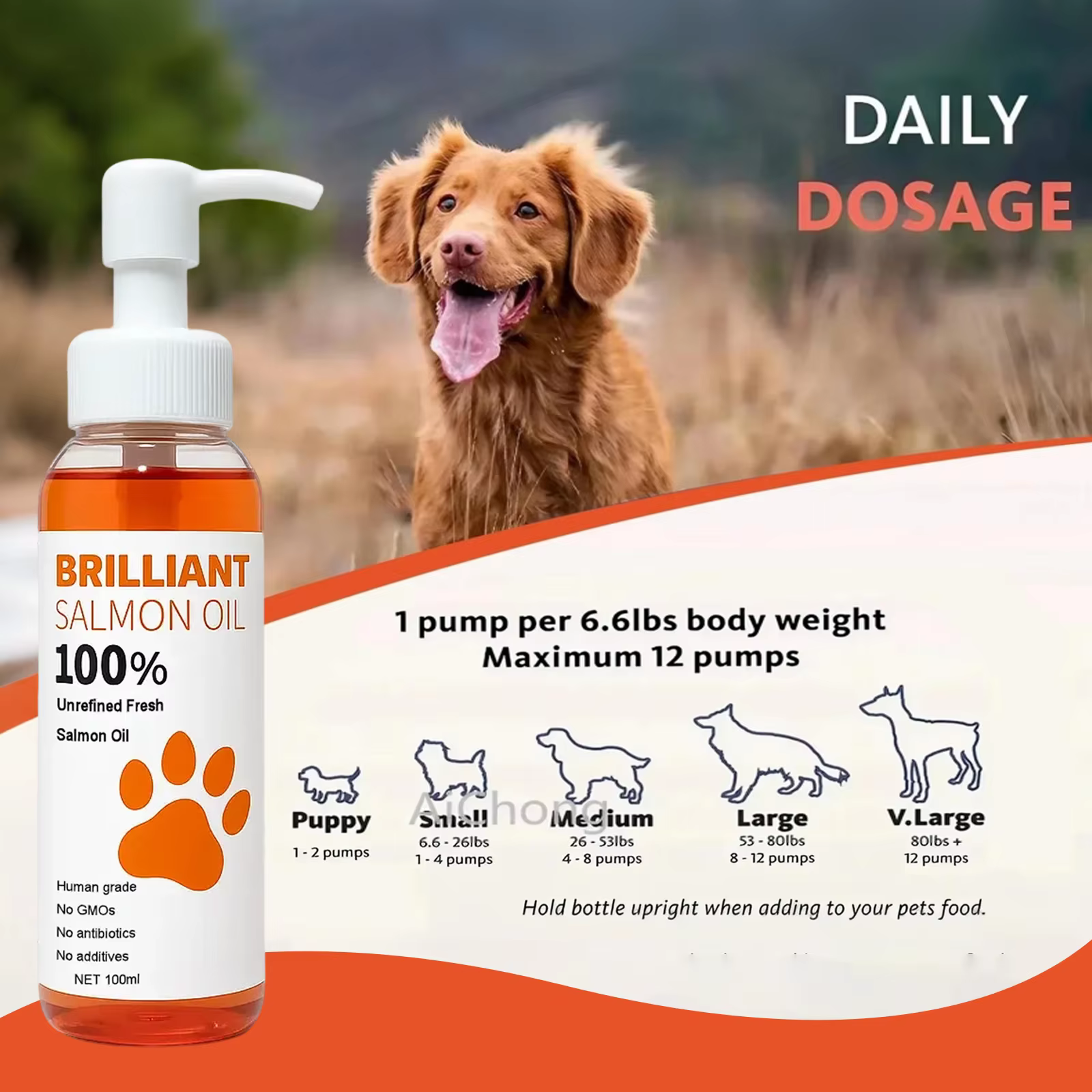 Aceite de Salmón de Grado Humano (500ml, 300ml, 200ml 100ml) para Perros y Gatos Suplemento con Ácidos Grasos Omega-3 para Salud Óptima y Nutrición — imagen 6