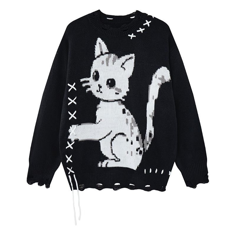 Cat tie torn sweater — image 7