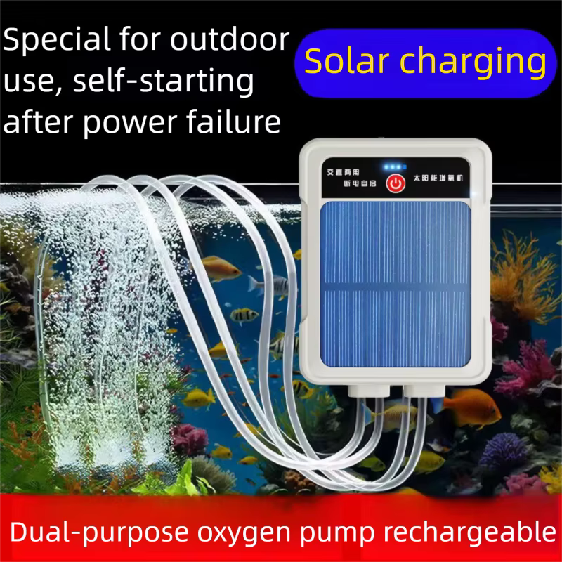 Pompa de oxígeno solar portátil silenciosa para peces y acuario con gran volumen de aire — imagen 1