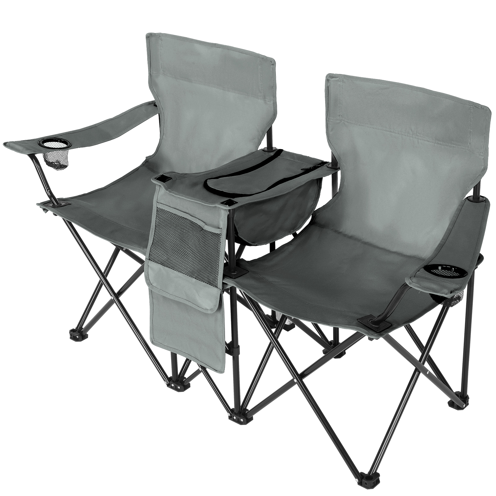 Silla de Pesca Gris, Base de Hierro, Tela Oxford 85kg con Sombrilla — imagen 6