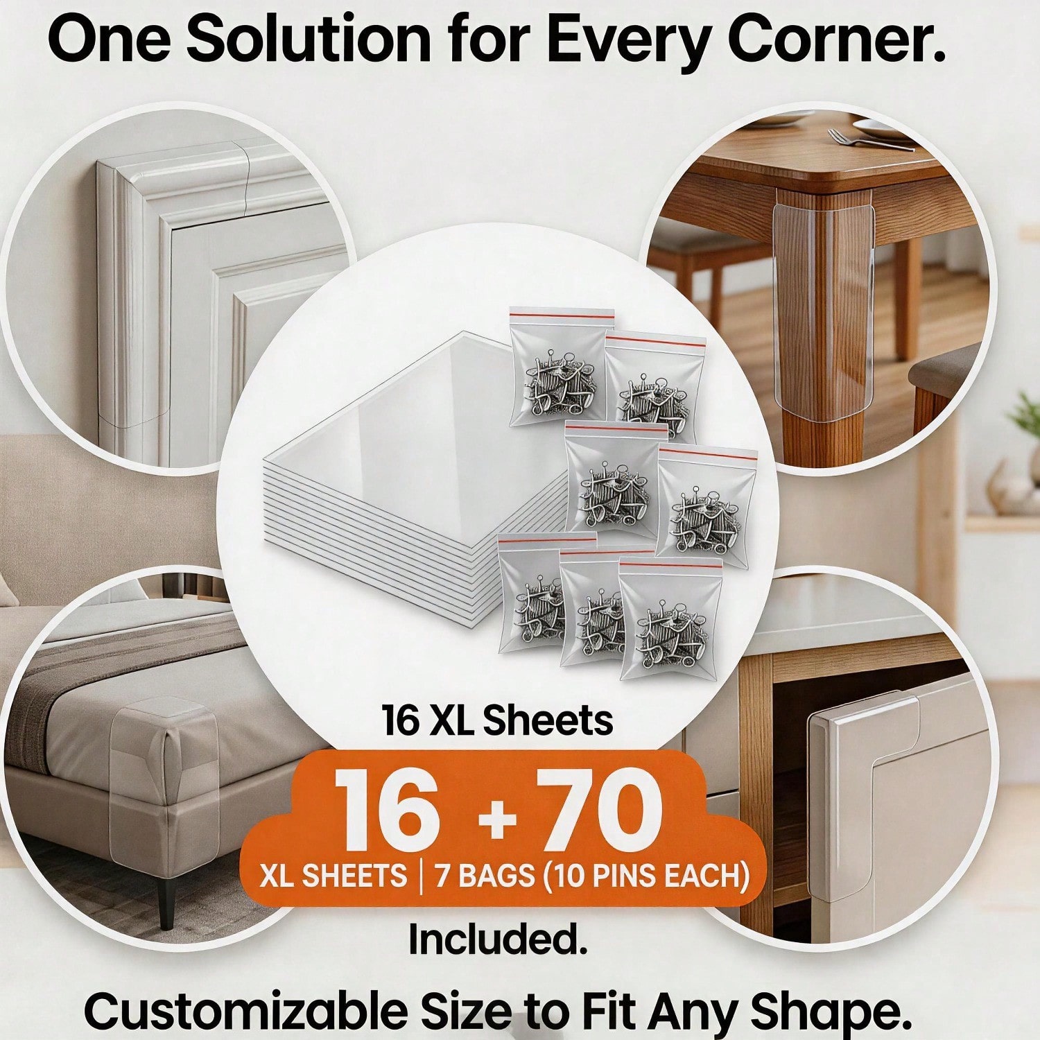 Kit de Protección para Muebles contra Garras de Gato - 16 Hojas Transparentes con 70 Broches Twist — imagen 2
