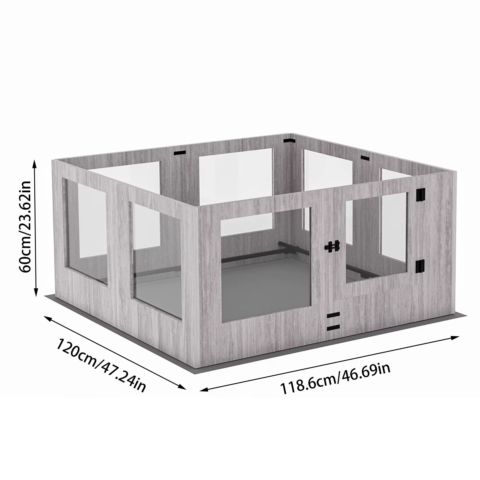 Corralito de 8 Paneles de Vidrio Templado para Cachorros, Corral de Parto para Mascotas de Interior, Jaula de Ejercicio con Almohadilla Impermeable para el Parto — imagen 4