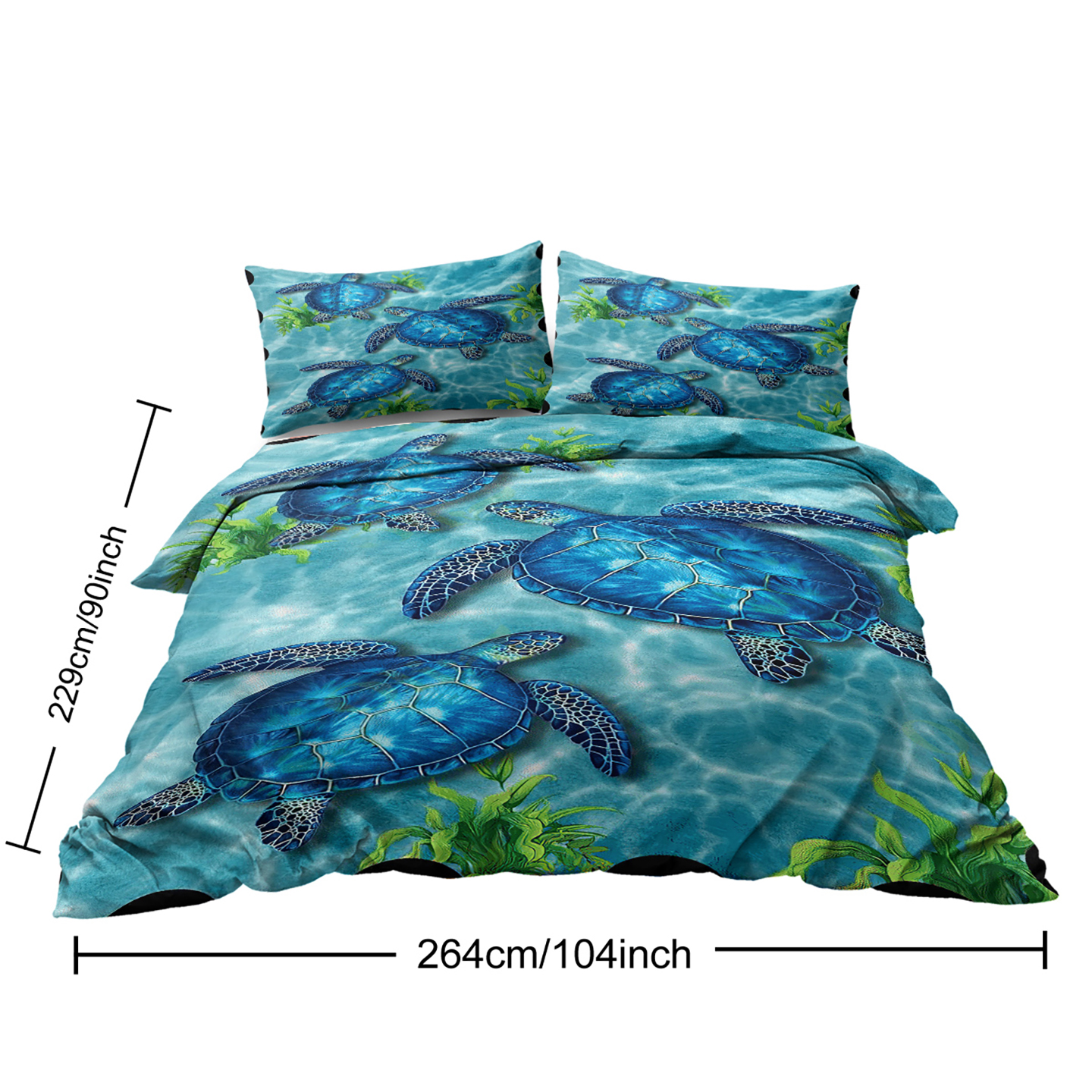 Manta de Tortuga Marina Estampada para Edredón, Conjunto de 3 Piezas Tamaño Rey, Muy Suave, Para Cama y Habitación, Todo el Año — imagen 7