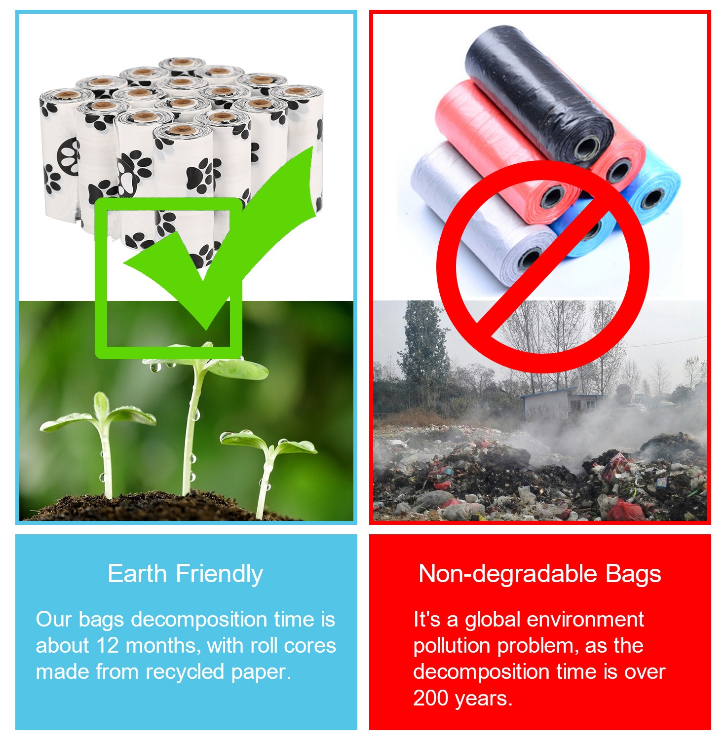 White Footprint Dog Poop Collection Bag D2W Photo Oxygen Degradation Pet Garbage Bag Pet Supplies — image 4