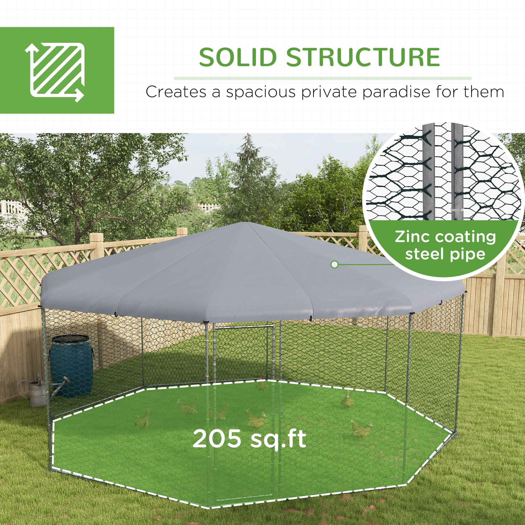 Cobertizo para Gallinas de 17,1 ft x 15,7 ft con Techo para 19-25 Pollos — imagen 3