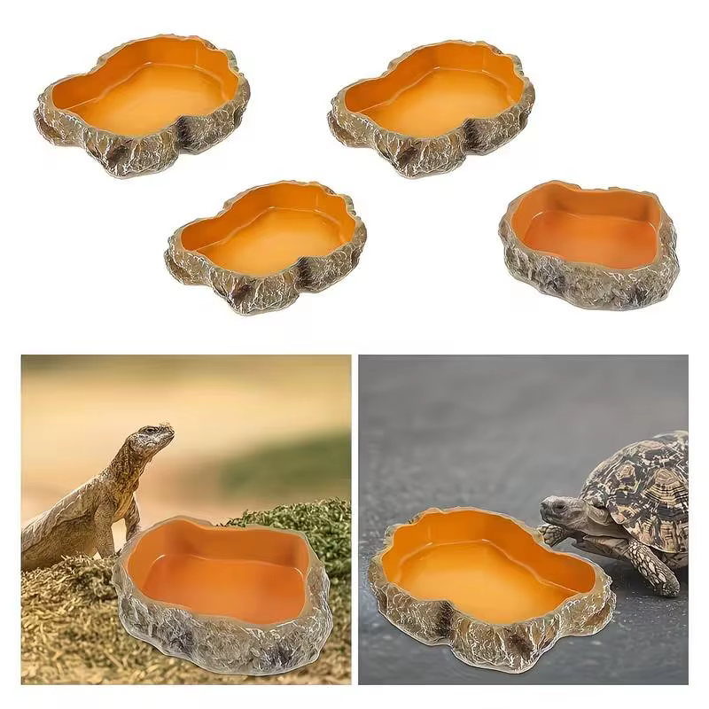 Suitable For Indoor Reptile Landscaping 1-piece Rock-shaped Reptile Water And Food Tray, Leak-proof And Easy To Clean — image 2