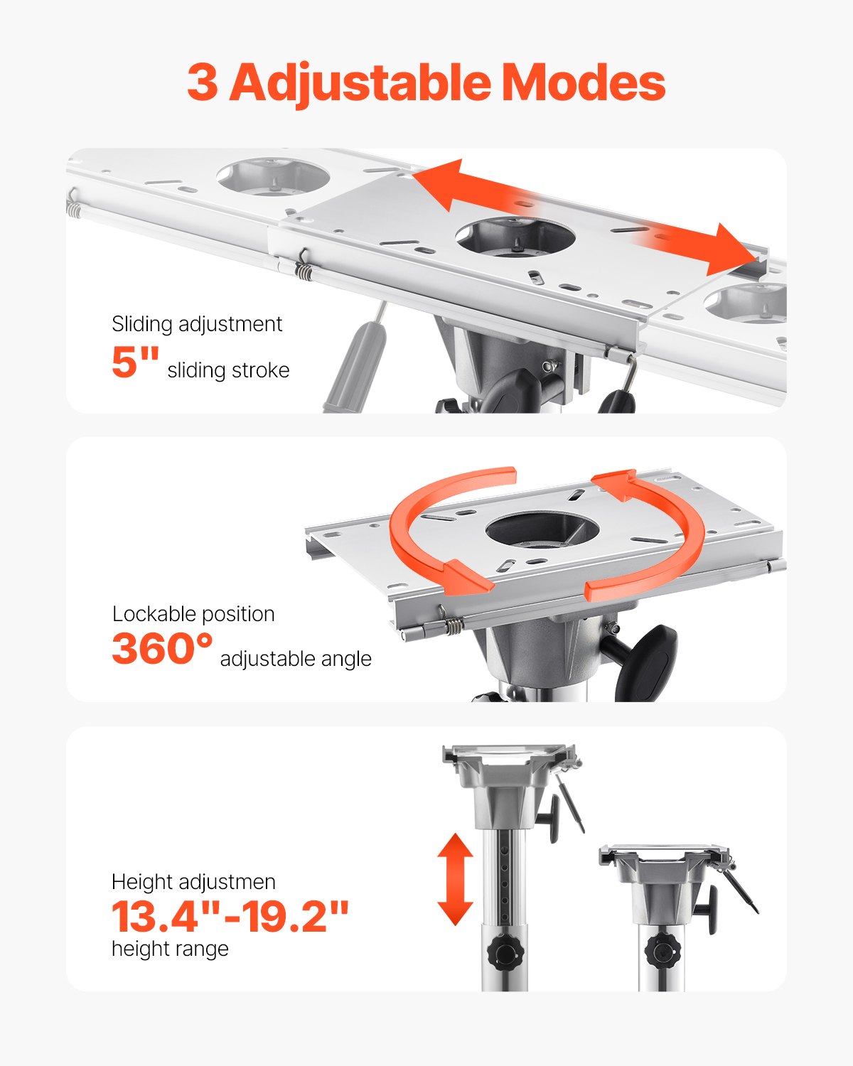Asiento de Barco Pedestal, Ajuste de Altura desde 13.39 a 19.2 Pulgadas, Base de Asiento de Barco en Aleación de Aluminio con Deslizamiento, 5 pulgadas de Viaje, Diseño de Bloqueo, Ideal para Enthusiastas de Pesca y Deportes Acuáticos — imagen 4