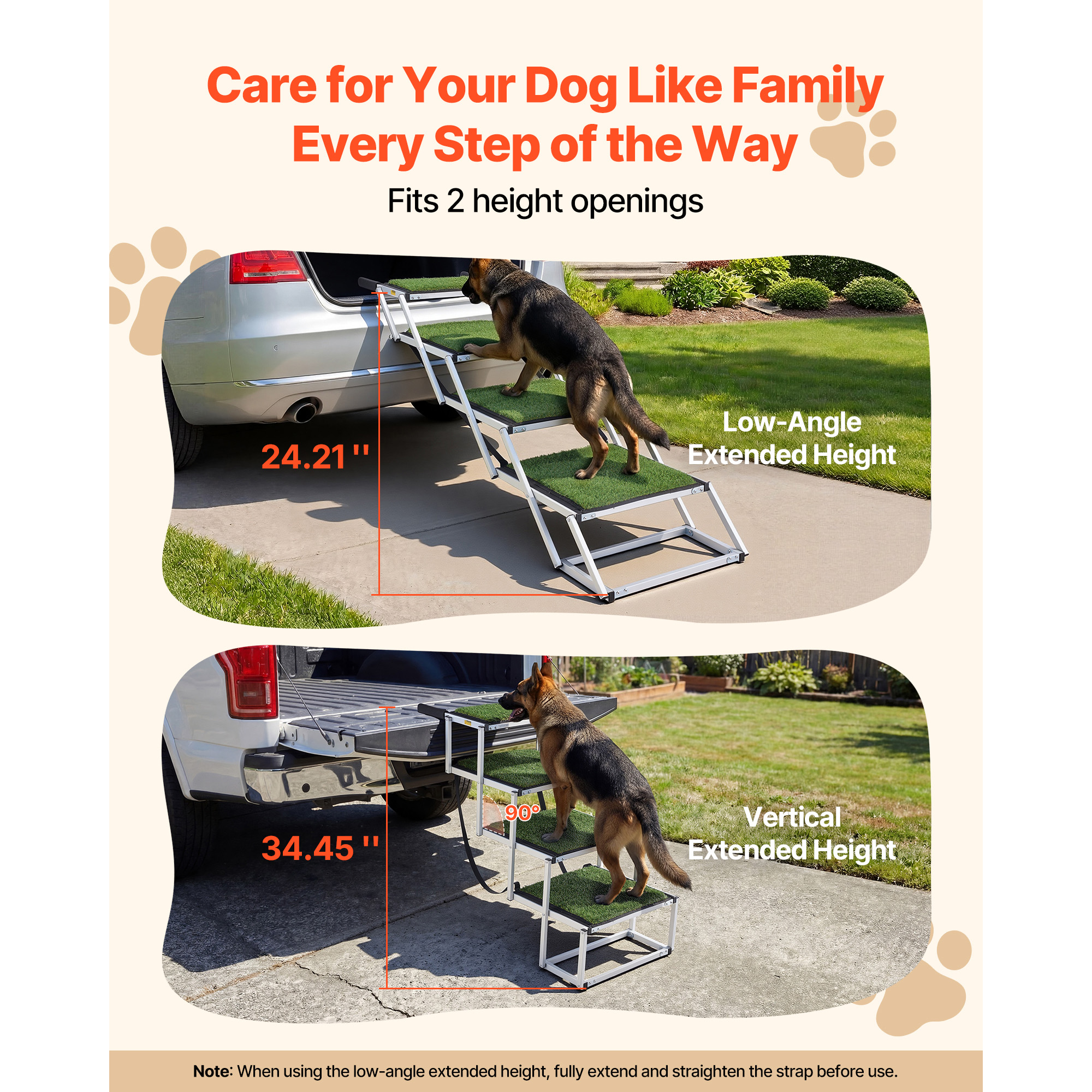 Peldaños para Perros de Auto, 4 Pasos Extra Anchos Reversible para Perros Grandes con Superficie Antideslizante, Peldaño Portátil Ligero para Perros para Carro, SUV, Camión, Cama Alta, Sofá, Soporta Hasta 200 Lbs — imagen 4