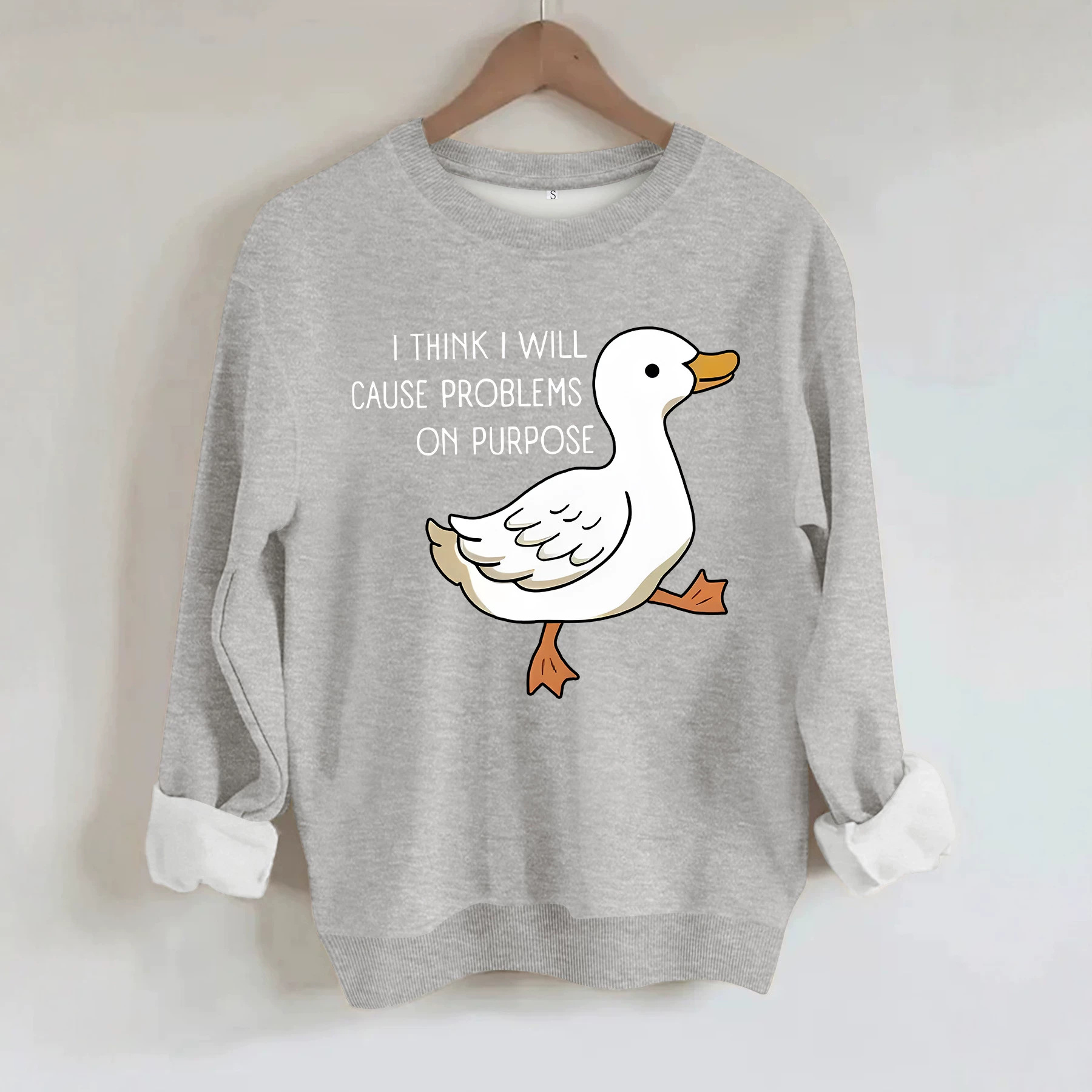 Duck print round neck hoodie — image 4