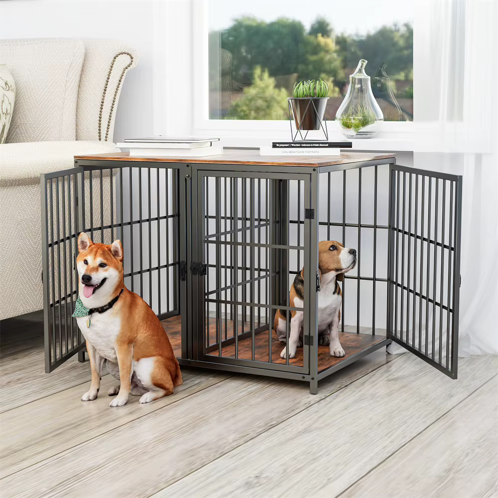 Caja de Perro Ultra Espesa con Partición Removible y 4 Puertas para 2 Pequeños o 1 Medio Grande — imagen 4