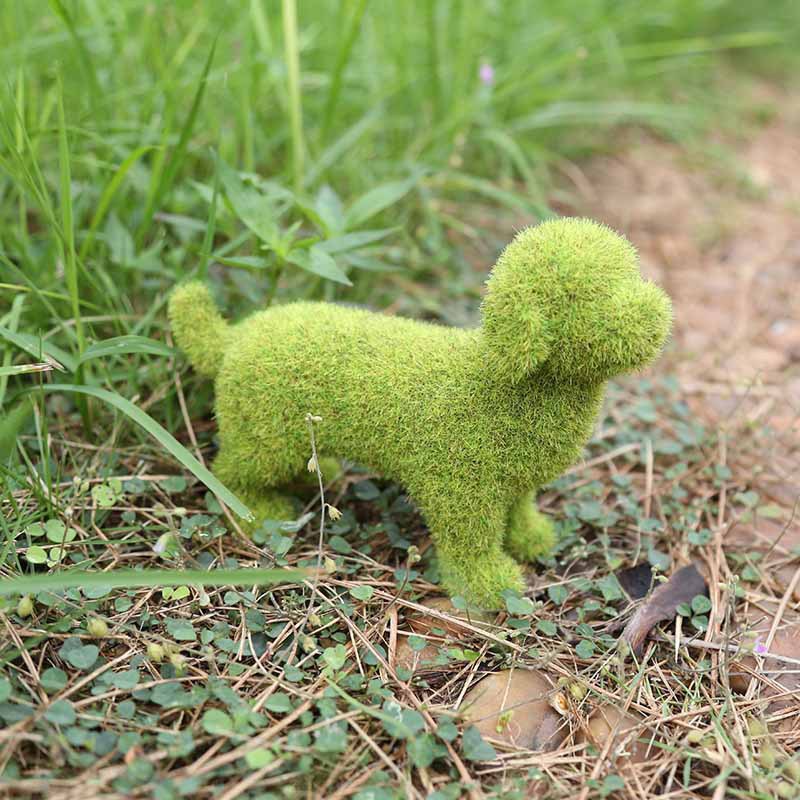 European Style Outdoor Courtyard Grass Green Simulation Flocking Puppy Ornaments Balcony Garden Window Photo Decoration Animals — image 3
