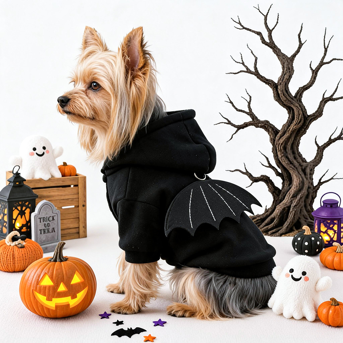 Cute Pet Clothing for Dogs and Cats, Halloween Funny Bat Hoodie, Small Dog Clothes — image 2