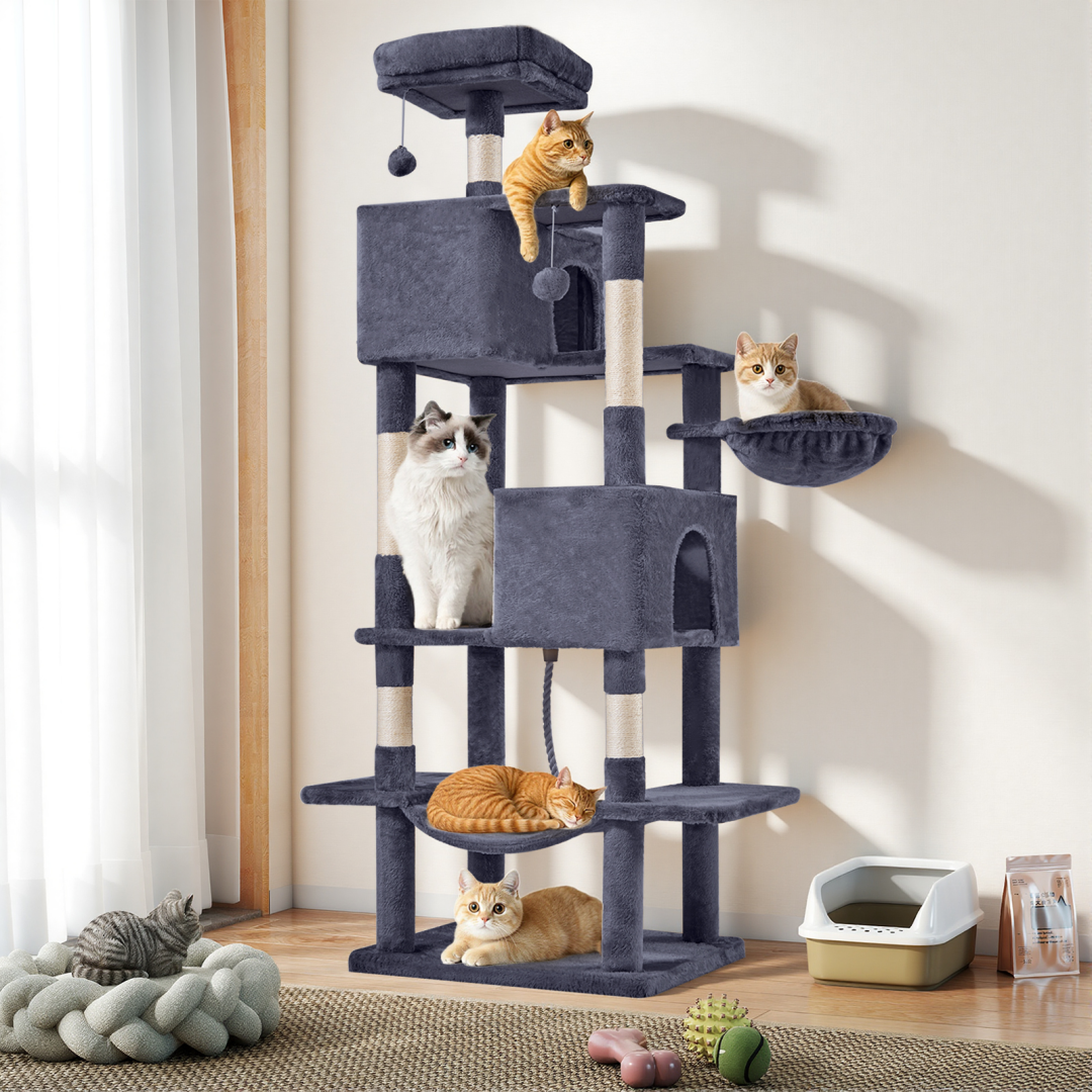 Torre para Gatos de Gran Tamaño, Plataforma Multigato con Hammock y Casa para Gatos Individuales — imagen 11