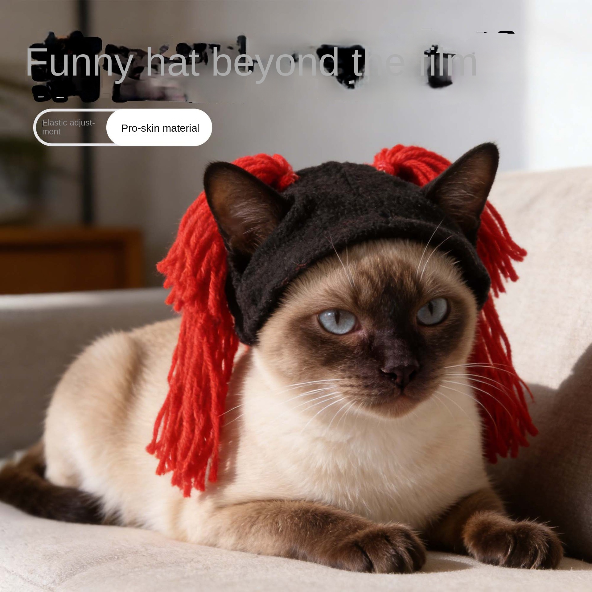 Pet wool hat for cats with funny double braided hairstyle — image 4