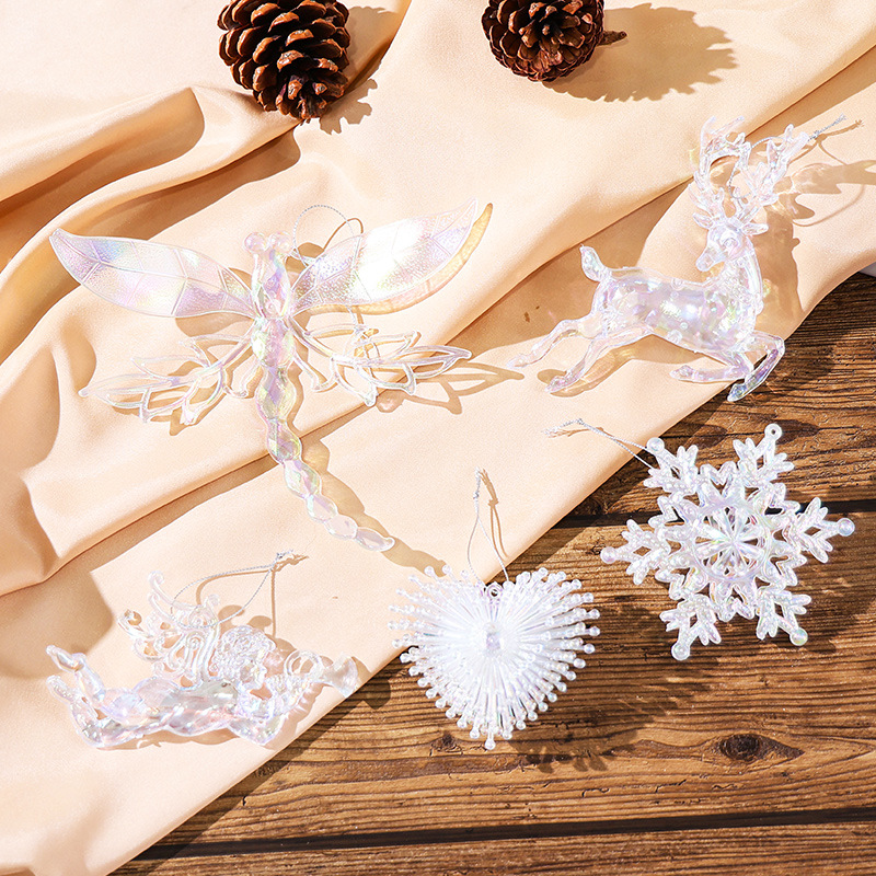 Creative Transparent Acrylic Christmas Tree Ornaments - Snowflake, Reindeer, Angel, Girl Decorations — image 4