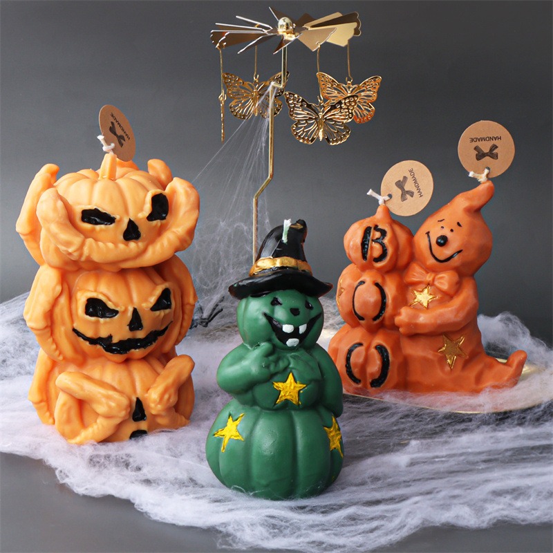 New Halloween Pumpkin Ghost Silicone Candle Mold Frog Owl Fox Pumpkin Animal Scented Plaster Resin — image 1