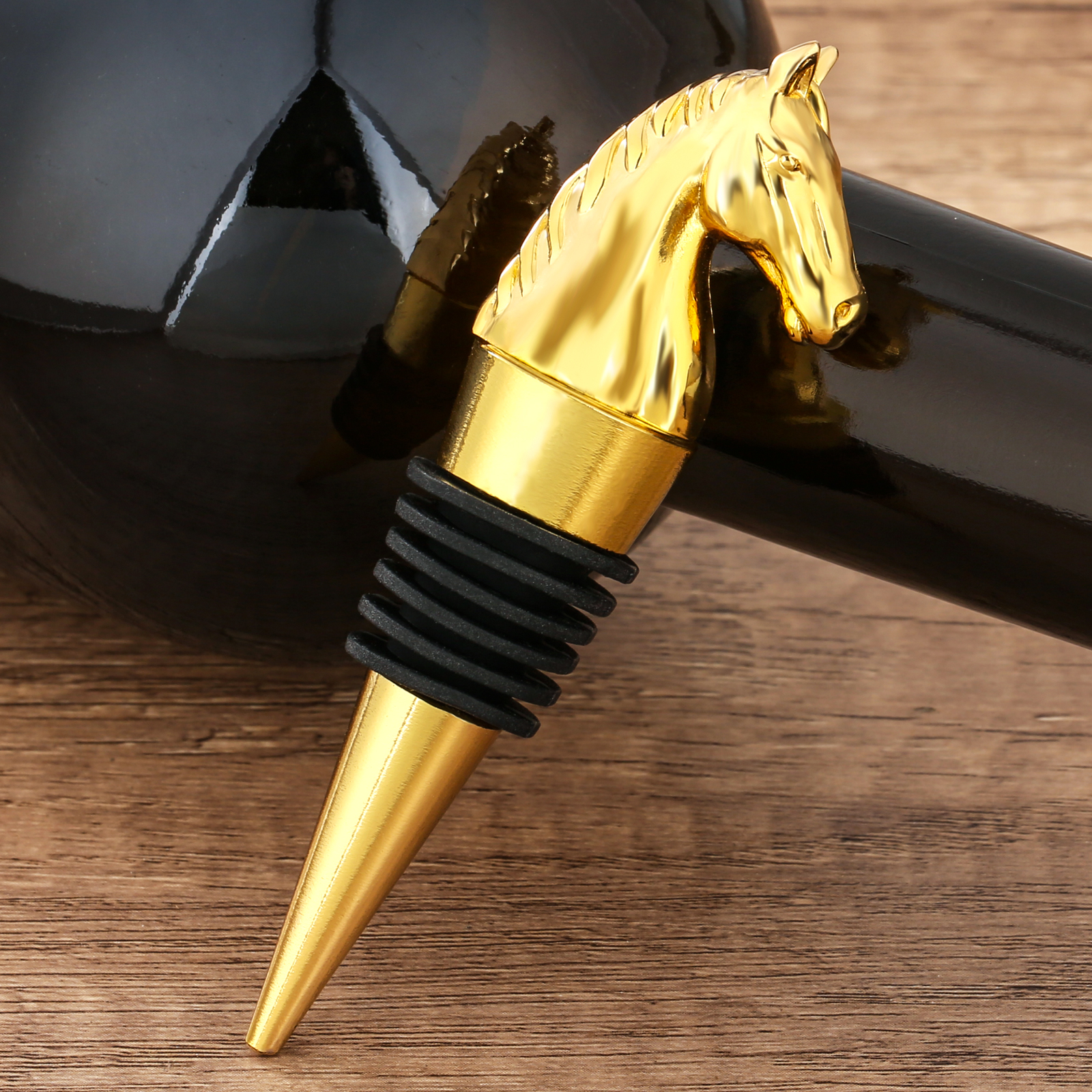 Luxury Horse Head Wine Bottle Stopper Animal-shaped Wine Stopper For Preserving Red Wine, A Kitchen Storage Gift, A Birthday Gift For Universal Wine Preservation Supplies — image 2