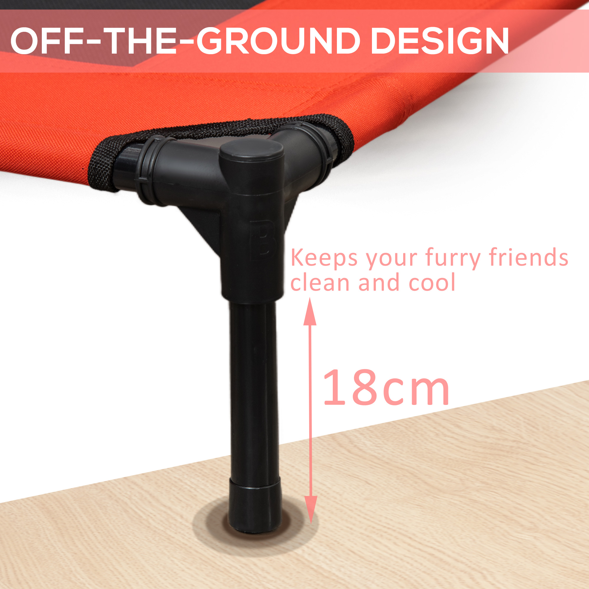 Cama Elevada para Perro de 36" x 30" para Verano, Catre para Mascotas con Ventilación de Malla, Rojo — imagen 6